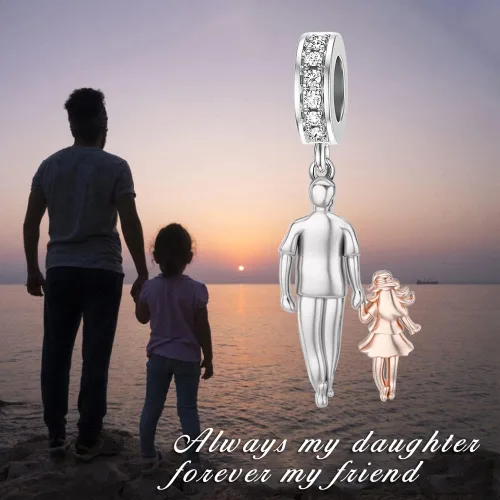 Vista 197 de PROESS Dije para padre, madre e hija, pulsera de plata de ley para pulseras, regalos de cumpleaños, día de San Valentín, para hija, madre, amante