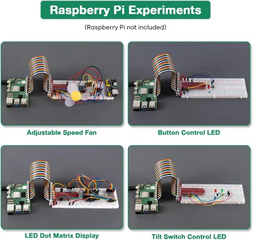 Vista 5 de LAFVIN Kit básico de arranque para Raspberry Pi Junta de desarrollo Breadboard LCD1602 Módulo Python C Java Scratch Starter Kit