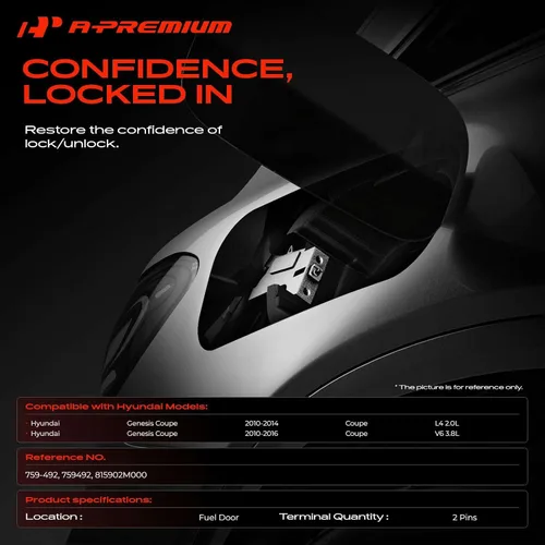 Vista 2 de A-Premium Actuador de apertura de puerta de llenado de gas combustible compatible con Hyundai Genesis Coupe 2010-2014 2.0L 2010-2016 Coupé puerta