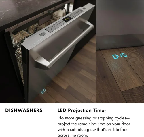 Vista 6 de ZLINE Autograph Edition - Lavavajillas de bañera alta con control táctil de 24 pulgadas con panel de acero inoxidable satinado y mango dorado