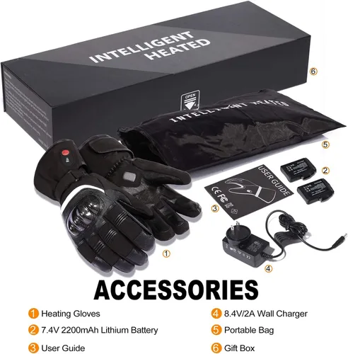 Vista 9 de SAVIOR HEAT Guantes térmicos para hombres y mujeres, guantes eléctricos recargables, guantes de esquí con calefacción y guantes de snowboard