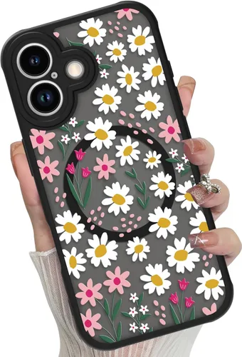 Vista 52 de Funda magnética para iPhone 17 Pro [compatible con MagSafe], bonita funda de moda con estampado de leopardo negro, translúcida, mate, parte trasera