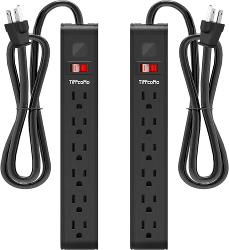 Vista 13 de Protector contra sobretensiones, cable de extensión de 4 pies, protección contra sobretensiones de 600 julios, protección múltiple de 6 tomas