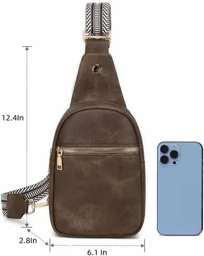 Vista 5 de WSRYDLDJ - Cangurera pequeña de cuero para mujer, cangurera cruzada de cuero, bolsa de pecho para mujer