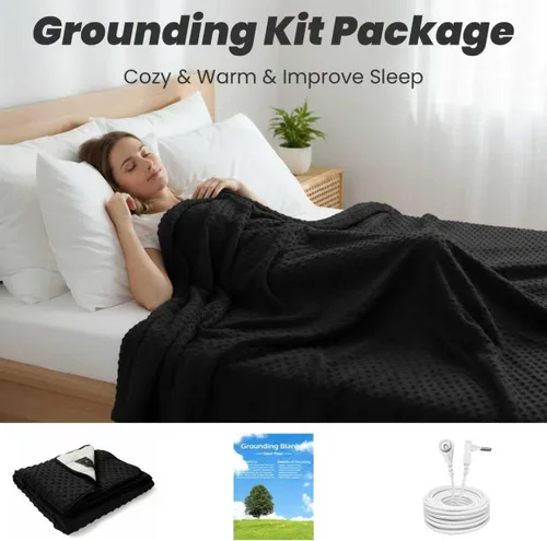 Vista 6 de Manta Grounding para aliviar el dolor y dormir más profundo, sábana de cama Earth Connect con fibra de plata, manta esponjosa, regalos para mujeres