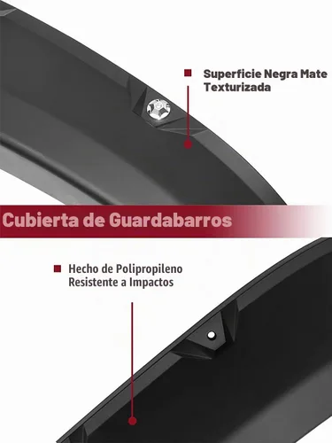 Vista 5 de TAC - Cubiertas de guardabarros compatibles con Toyota Tacoma Truck Off-Road 2016-2023, 4 piezas, negro mate, liso, delantero y trasero