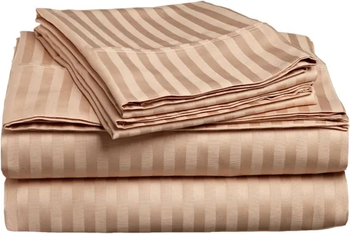 Vista 8 de Branded 400 Thread Count 100% Egyptian Cotton 4-Piece Extra Deep Pocket, Bed Sheet Set Fit Upto 24 Inches Deep Pocket, Twin Size Striped Black