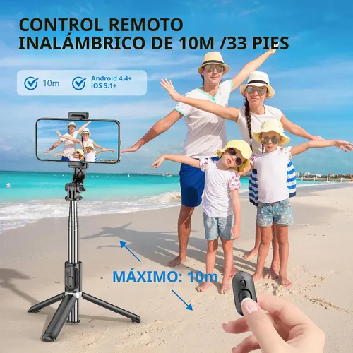 Vista 3 de Trípode para selfie, todo en uno, extensible y portátil, para iPhone, con control remoto inalámbrico, compatible con iPhone 17, 16, 15, 14, 13, 12