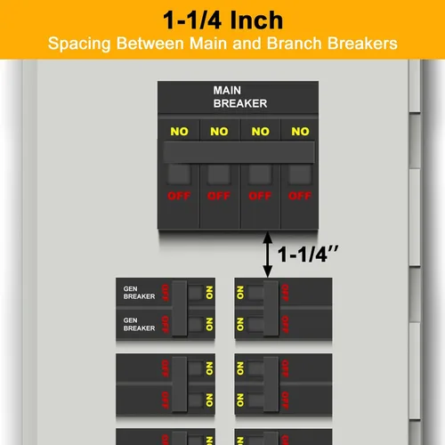 Vista 3 de Kit de entrelazado de generador compatible con Siemens, ITE, Gould, Murray y Thomas and Betts, paneles de 150 o 200 amperios, separación de 1 1/4