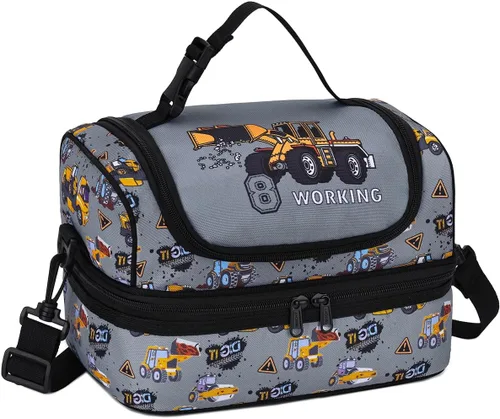 Vista 15 de VASCHY - Lonchera para niños, bolsas de almuerzo aisladas de dos compartimentos para niños y niñas con correa para el hombro para la escuela