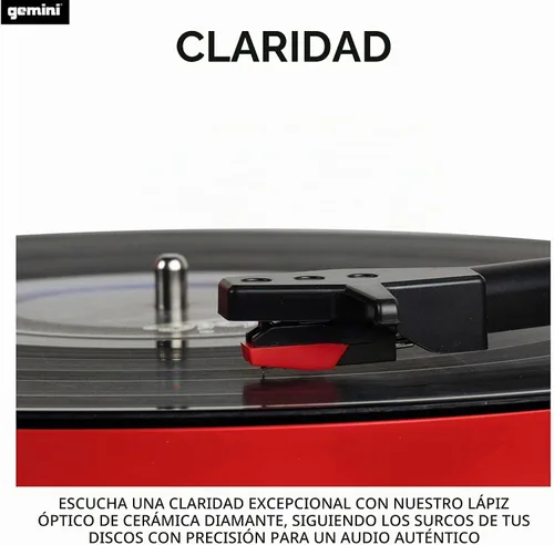 Vista 9 de Gemini Sound TT-900 - Elegante tocadiscos de 3 velocidades con Bluetooth inalámbrico, control de tono y potentes altavoces de 50 W (rojo)