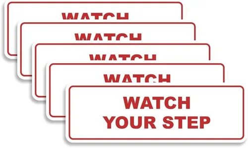 Vista 45 de Signs ByLITA Letrero estándar para pared o puerta con texto en inglés «Watch Your Step», señalización de salud y seguridad (negro), mediano