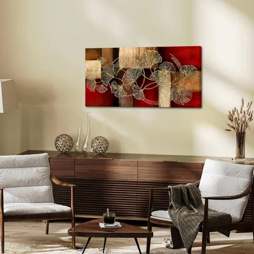 Vista 3 de sechars - Arte de pared abstracto grande rojo y marrón, decoración de sala