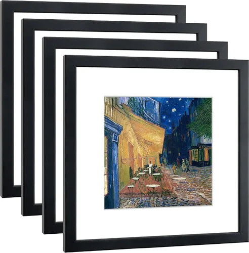 Vista 16 de Juego de 4 portarretratos de 4 x 6 pulgadas, hechos de madera maciza con cristal real, para fotos de 4 x 6 pulgadas sin paspartú, montaje en pared