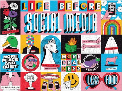 Vista 3 de Galison Life Before Social Media - Rompecabezas de 1000 piezas, multicolor