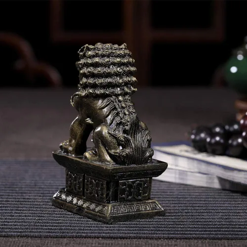 Vista 3 de Foo Dogs - Estatuas de león guardián, par de figuras de perros Fengshui Fu, inauguración de la casa, felicitaciones para evitar la energía malvada
