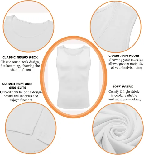 Vista 5 de Babioboa Paquete de 3 camisetas sin mangas de entrenamiento para hombre, atléticas para gimnasio, culturismo, músculo