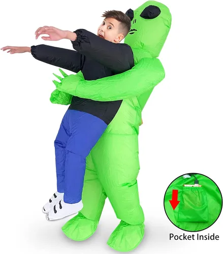 Vista 6 de Camlinbo Disfraz de alienígena inflable de Halloween para niños y niñas, alienígena sujeta, cosplay, fiesta de disfraces de Halloween
