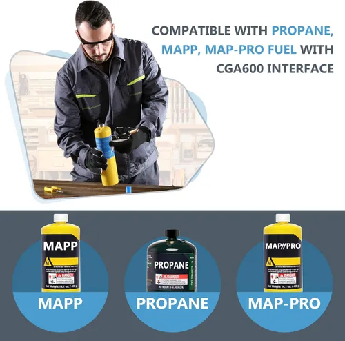 Vista 6 de Cabezal de soplete de propano con encendedor - Kit de soplete turbo para soldadura blanda, soldadura, soldadura fuerte, plomería, cuentas de vidrio