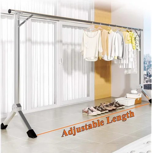 Vista 3 de Foldable Stainless Steel Clothes Drying Rack with Adjustable Length, Heavy Duty Laundry Airer for Indoor and Outdoor Use(120cm/47in)