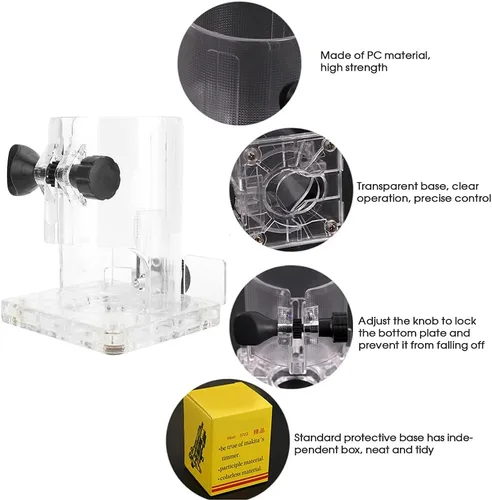Vista 3 de Enrutador protector para recortadora, base transparente, para carpintería, base de plástico, herramientas eléctricas, accesorios de protección