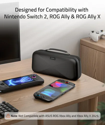 Vista 2 de Syntech Funda de transporte rígida compatible con ASUS ROG Ally/ROG Ally X Consola y accesorios, funda portátil de mano de viaje para Negro