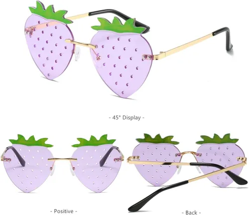 Vista 3 de BAWUYI Lindas gafas de sol en forma de fresa para mujeres, hombres, niñas, niños, accesorios de fiesta de graduación, Halloween, Navidad, disfraces