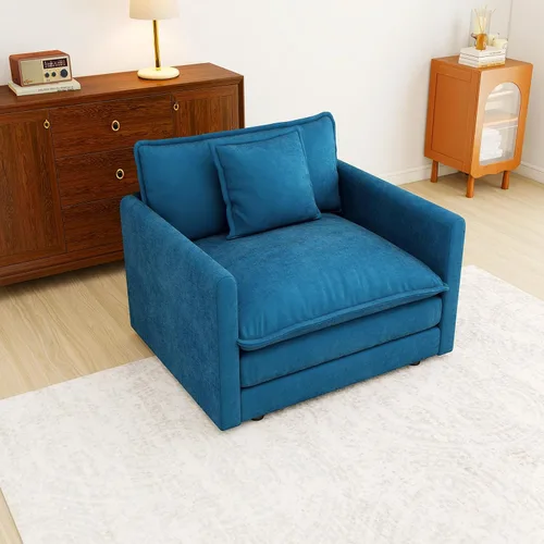 Vista 42 de Sofá Loveseat Grande en Beige y Blanco de 194.8 cm, Sofás Seccionales de 2 Plazas Grandes para Sala de Estar, Sofá Seccional Modular de Tela