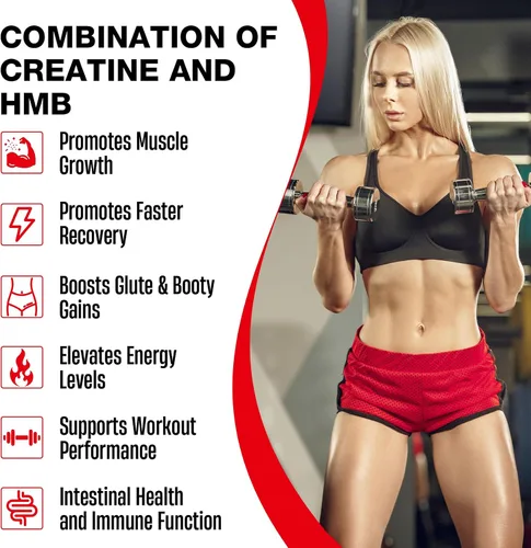 Vista 3 de Creatina HMB, creatina en polvo para hombres y mujeres, monohidrato de creatina micronizada para crecimiento muscular y recuperación y mayor fuerza