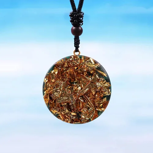 Vista 3 de Day Day Up Colgante de orgonita de cristal verde malaquita, collar con colgante de orgón de reiki, joyería de energía curativa espiritual