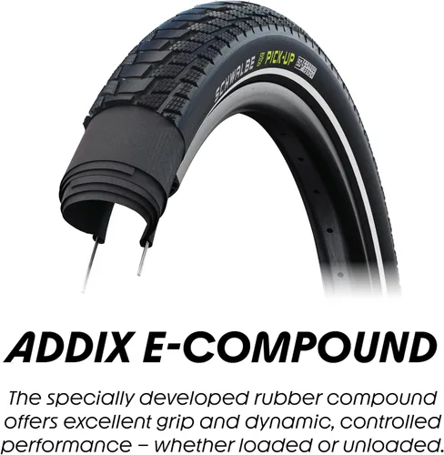 Vista 5 de Schwalbe Pick-Up – Neumático de carga con ADDIX E-Compound y carcasa de Super Defense para bicicletas de carga – E-Bike Ready 50 – Neumático