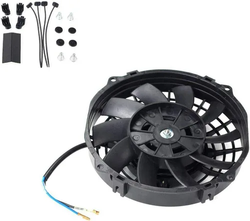 Vista 4 de 7" 12V Universal Slim Cooling Fan Push Pull Kit de montaje de ventilador de refrigeración para radiador eléctrico (paquete de 2) Negro