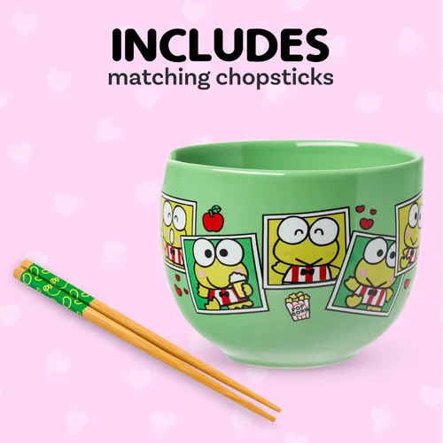 Vista 71 de Silver Buffalo Hello Kitty y sus amigos Chococat - Tazón de cerámica para ramen y arroz con palillos, patrón a cuadros, apto para microondas, 20