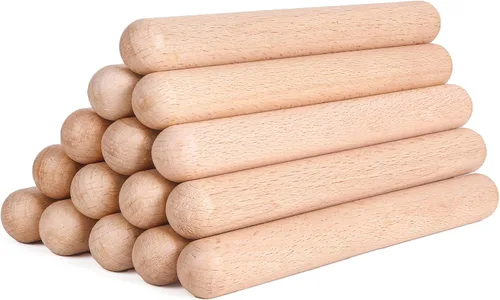 Vista 9 de 1 par de instrumentos de percusión musical de clavos de madera clásica de 8 pulgadas, palos de ritmo de madera natural (1 par FBA)