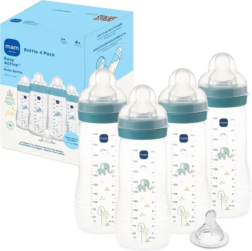 Vista 7 de MAM Biberón anticólico activo activo de flujo natural de 11 oz, 4+ meses Azul verdoso