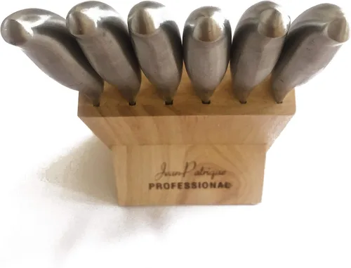 Vista 9 de Jean-Patrique Juego de cuchillos de cocina con bloque – Juego de 6 cuchillos de acero inoxidable con soporte de madera – Aptos para lavavajillas