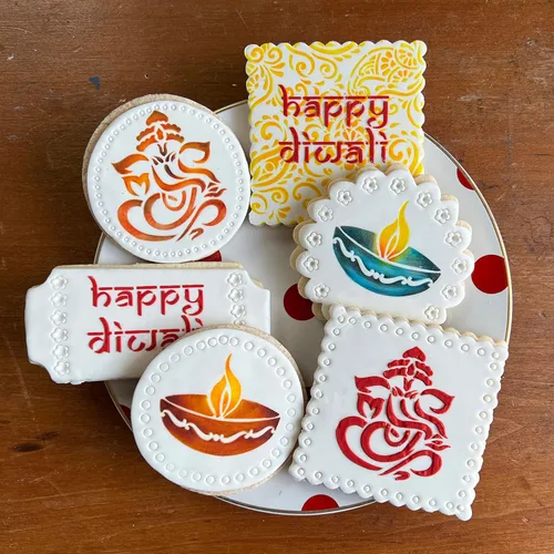 Vista 2 de Happy Diwali - Juego de plantillas para galletas Designer Stencils