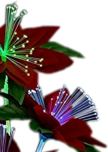 Vista 5 de Centro de mesa luminiscente festivo de Pascua - Pantalla floral de fibra óptica navideña