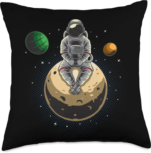 Vista 4 de Astronaut Sitting in the Moon in Space Astronaut Throw Pillow
