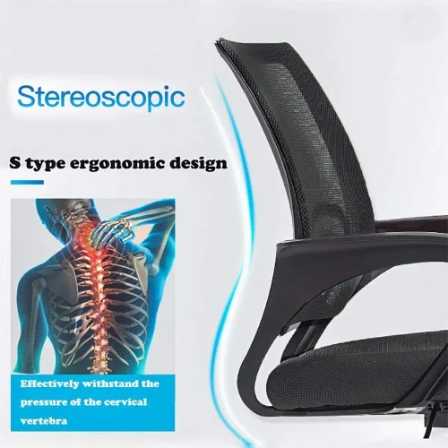Vista 3 de Silla de escritorio, silla de oficina en casa, sillas de computadora de malla con soporte lumbar y reposabrazos, silla de escritorio ergonómica