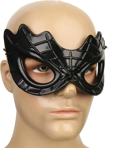 Vista 3 de HOTTERCOS Máscara de ojos de araña negra de Halloween, máscaras de mascarada, accesorios de disfraz para fiesta de cosplay
