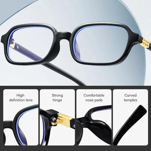 Vista 5 de Retro Rectangle Glasses for Women Small Square Blue Light Blocking Glasses Reduce Eye Strain 2 piezas-negro+marrón