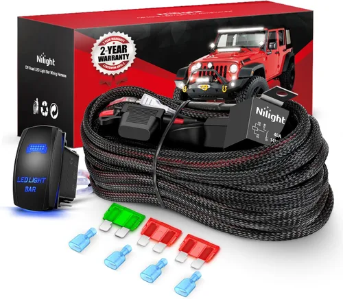 Vista 11 de Nilight Kit de arnés de cableado de nailon 12 AWG 1 cable 12V interruptor basculante de 5 pines láser encendido/apagado relé de alimentación fusible