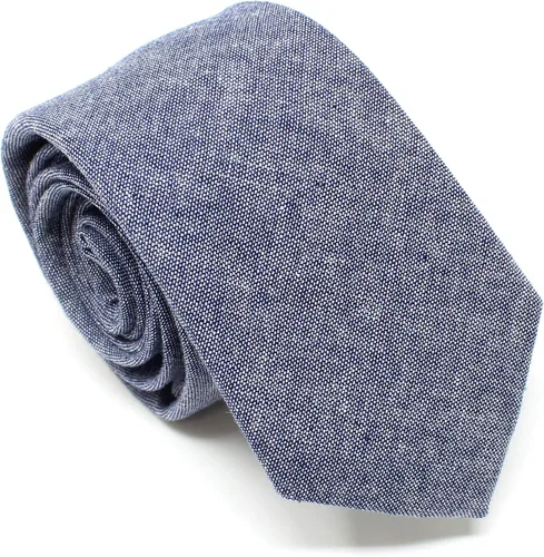 Vista 11 de Corbata delgada de algodón cambray para hombre, estilo desgastado texturizado - 2 1/2 pulgadas de ancho