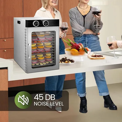 Vista 6 de Deshidratador de alimentos con perilla inteligente de pantalla digital, para carne seca, fruta, carne, hierba, carne de res, champiñones, secadora