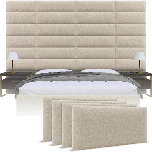 Vista 17 de Vänt - Paneles tapizados de pared, cabeceros de pared tamaño Queen/Full, color beige boucle, juego de 4 paneles