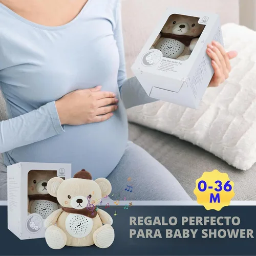 Vista 7 de Oso para dormir para bebé con proyector de estrellas de luz nocturna, juguetes de peluche de algodón suave para niños y niñas, música de cuna, ruido