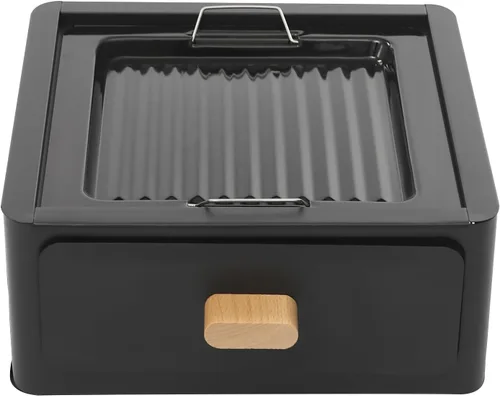 Vista 8 de Parrilla cuadrada de carbón de leña portátil durable fácil limpiar para uso Negro