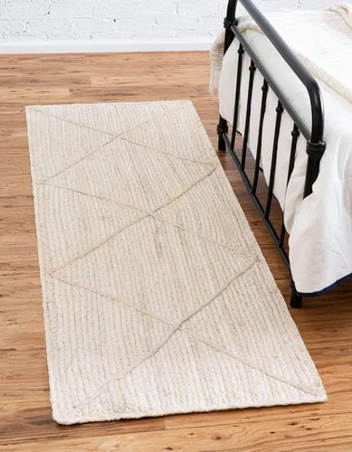 Vista 21 de Unique Loom Alfombra trenzada de la colección de yute – enrejado (2 pies 2 pulgadas x 6 pies 1 pulgada, gris/marfil)