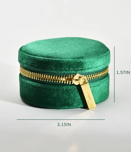 Vista 5 de TAIMY Joyero de viaje de terciopelo, estuche redondo y pequeño de joyería de viaje para mujeres y niñas, mini cajas organizadoras de viaje